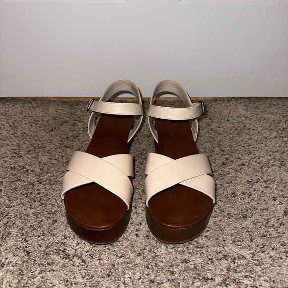 Ivory/cream and Dark brown Platform Sandals - Picture 1 of 4